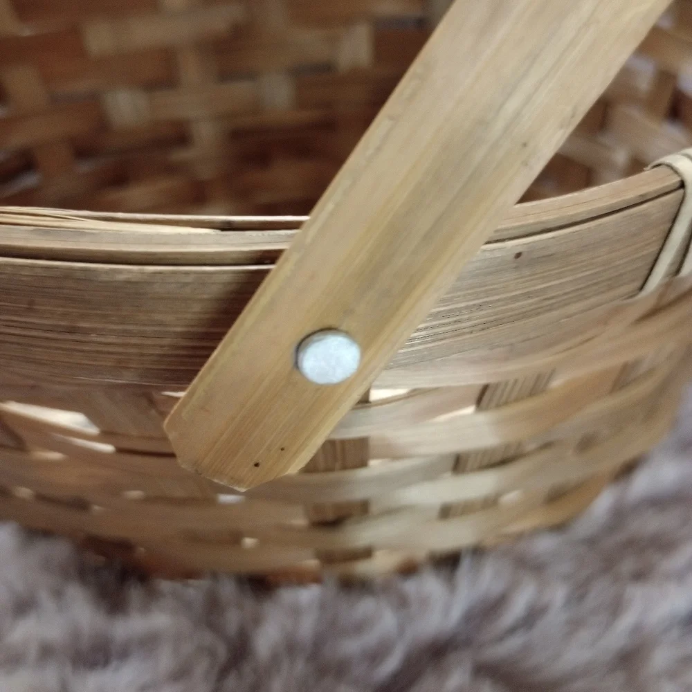 Small brown Home Goods countrycore oval wicker basket bow and movable handle